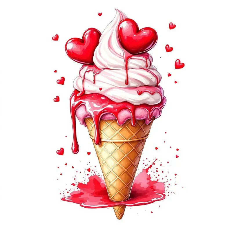Romantic Heart Valentines Illustrations