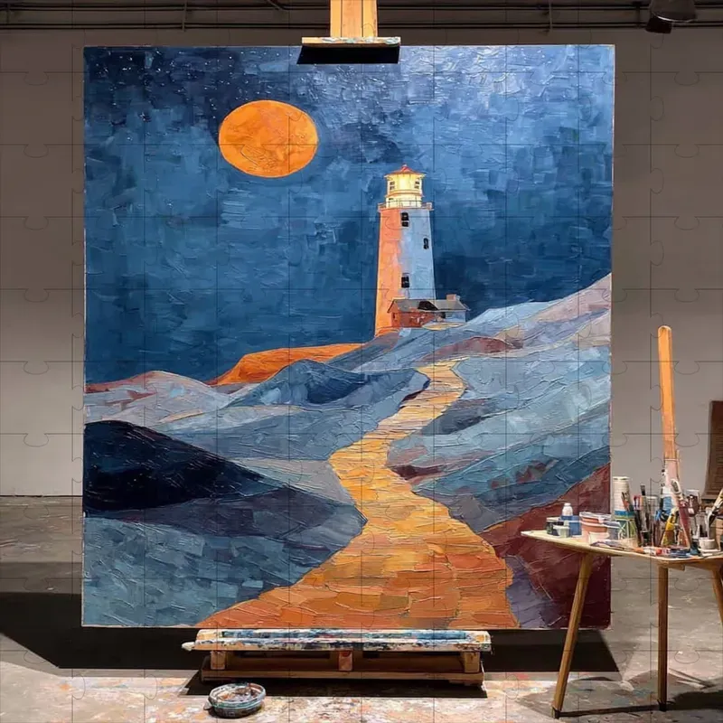 Oil Impasto Dreamy Twilight Blues