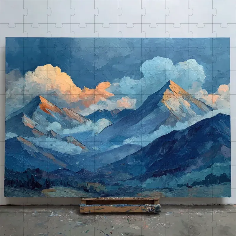 Oil Impasto Dreamy Twilight Blues