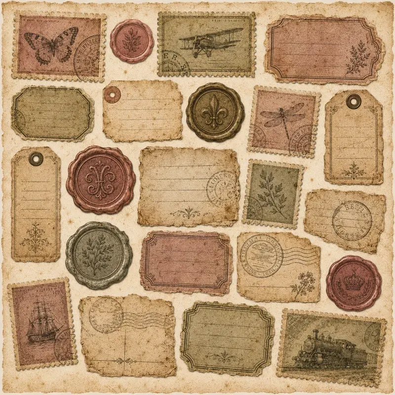 Vintage Ephemera Collage Sheets