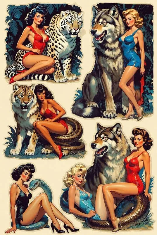 Retro Pinup Animal Sheets