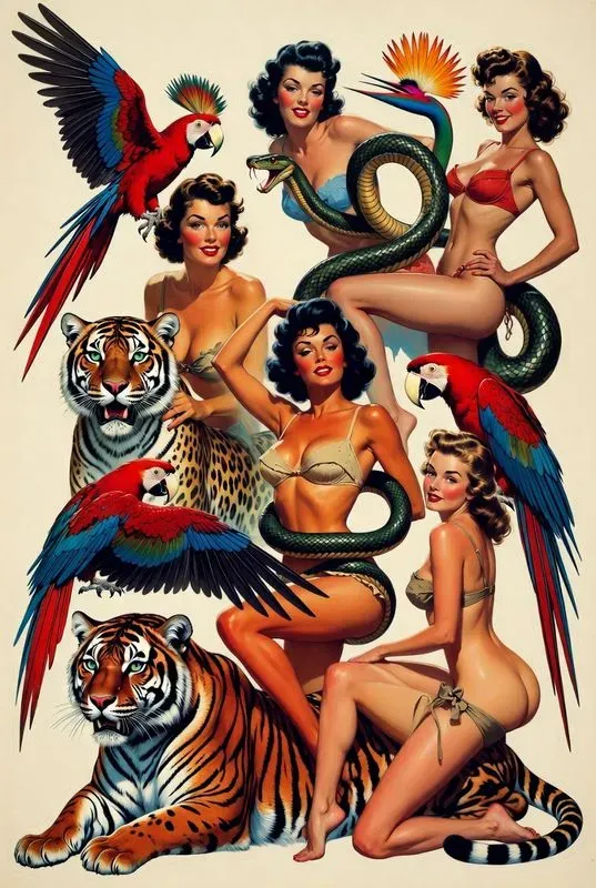 Retro Pinup Animal Sheets