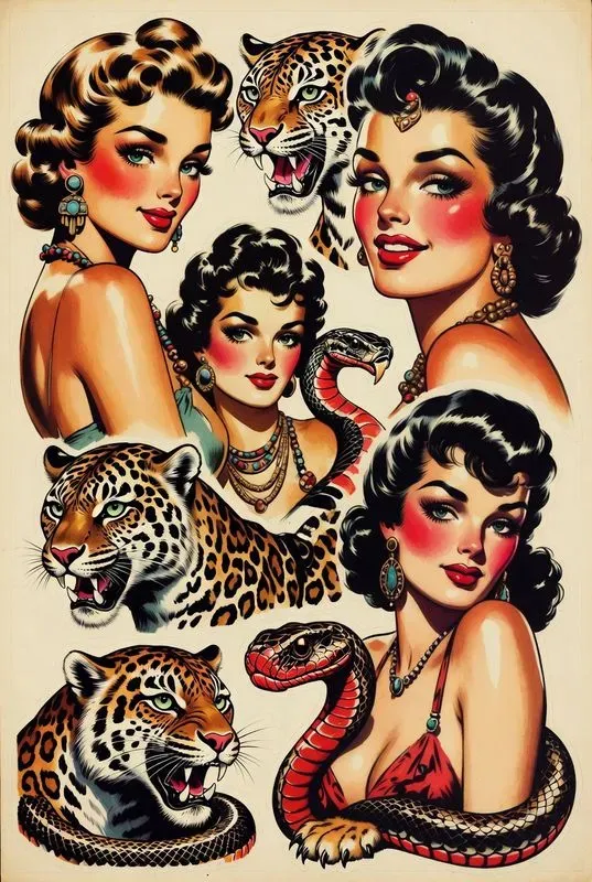 Retro Pinup Animal Sheets