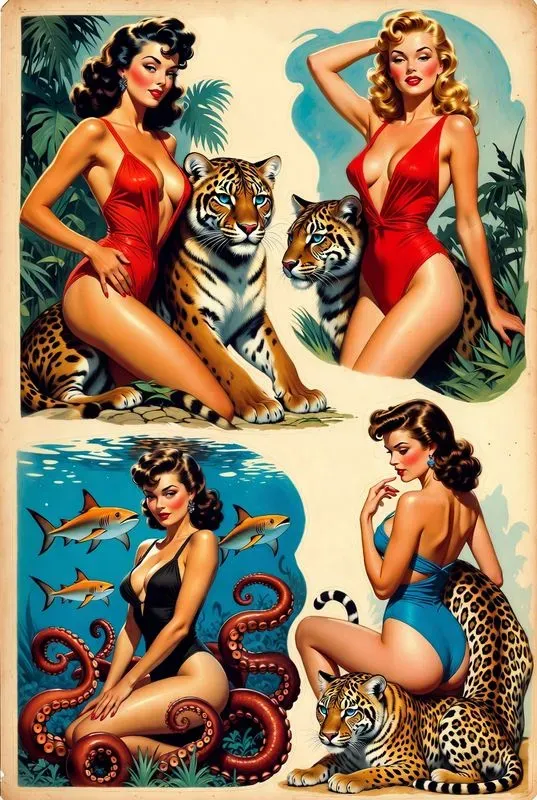 Retro Pinup Animal Sheets