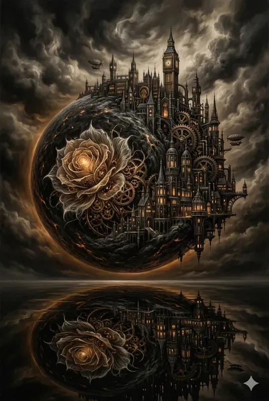 Gothic Surreal Moon Castle Art