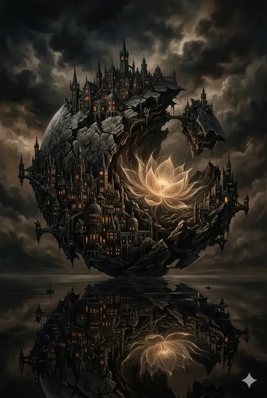 Gothic Surreal Moon Castle Art