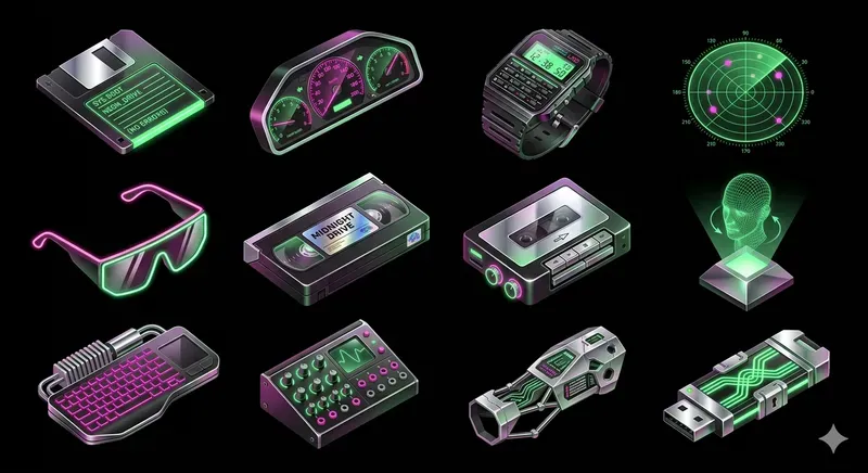 3D Grid Vaporwave Icon Studios