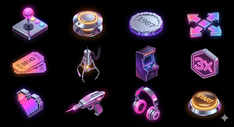 3D Grid Vaporwave Icon Studios