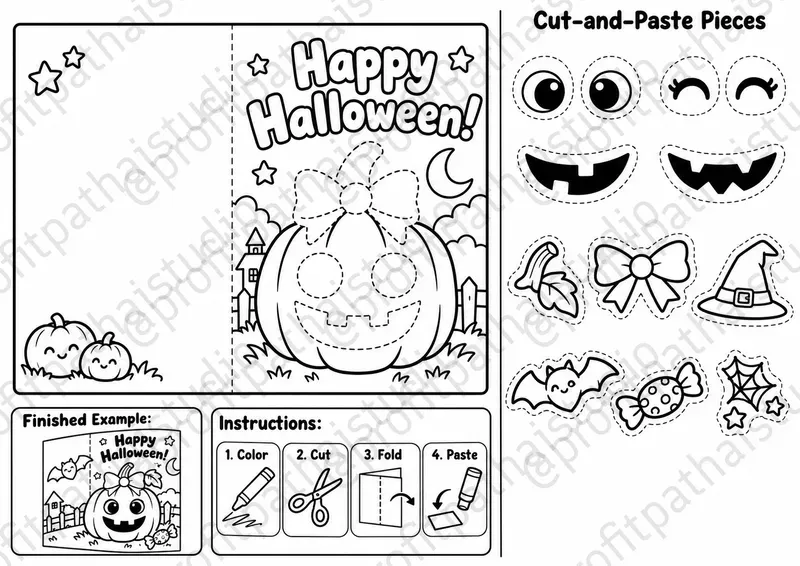 Halloween Cut Paste Gift Card Maker