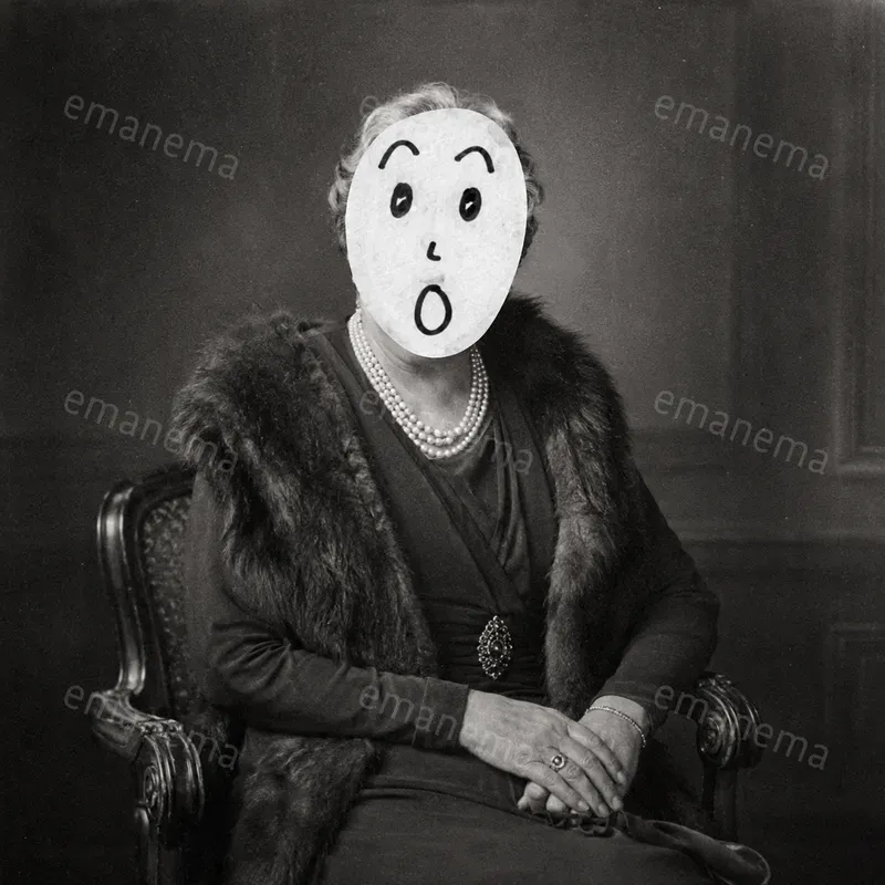 Crude Handdrawn Faces On Photos