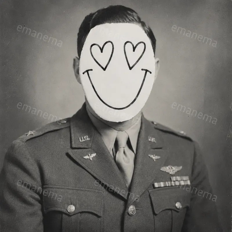Crude Handdrawn Faces On Photos