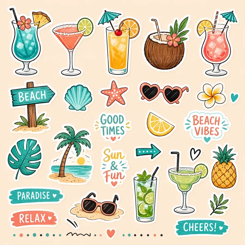Summer Beach Bullet Journal Stickers