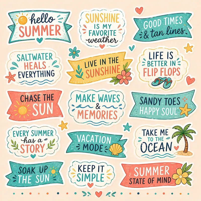 Summer Beach Bullet Journal Stickers