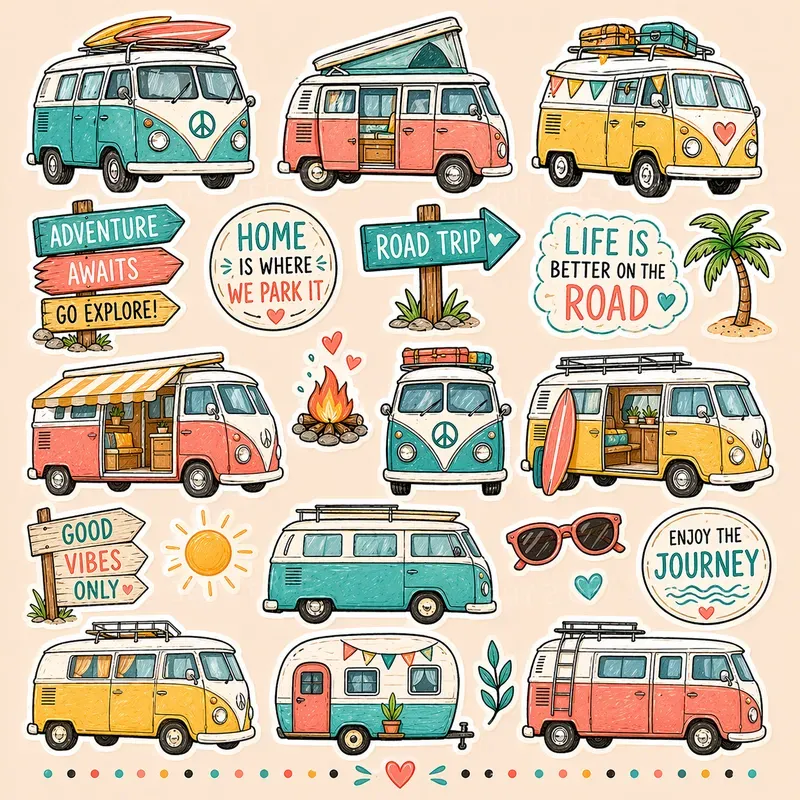 Summer Beach Bullet Journal Stickers