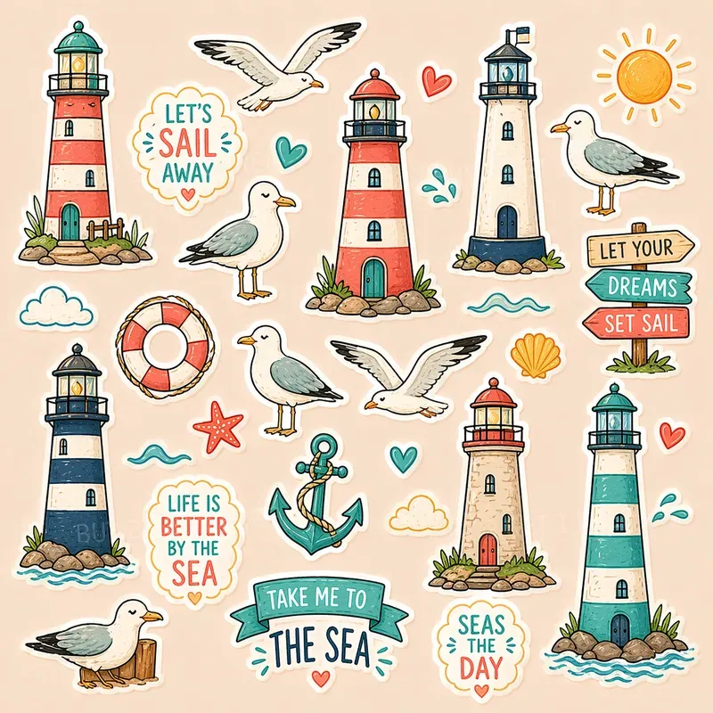 Summer Beach Bullet Journal Stickers