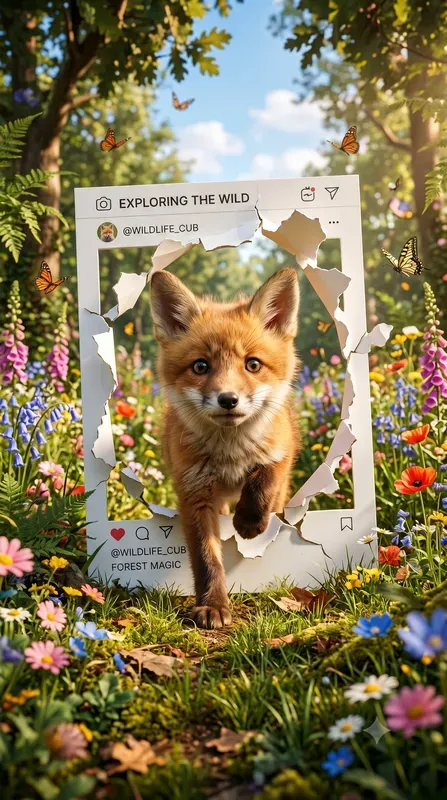 3D Animals Pop Out Social Media Frames
