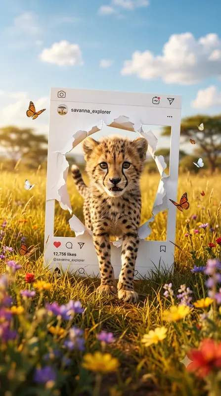 3D Animals Pop Out Social Media Frames