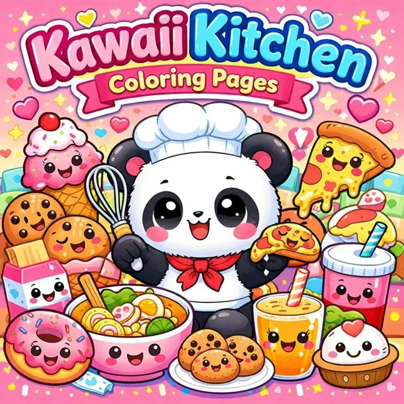 Kawaii Kitchen Coloring Book Covers