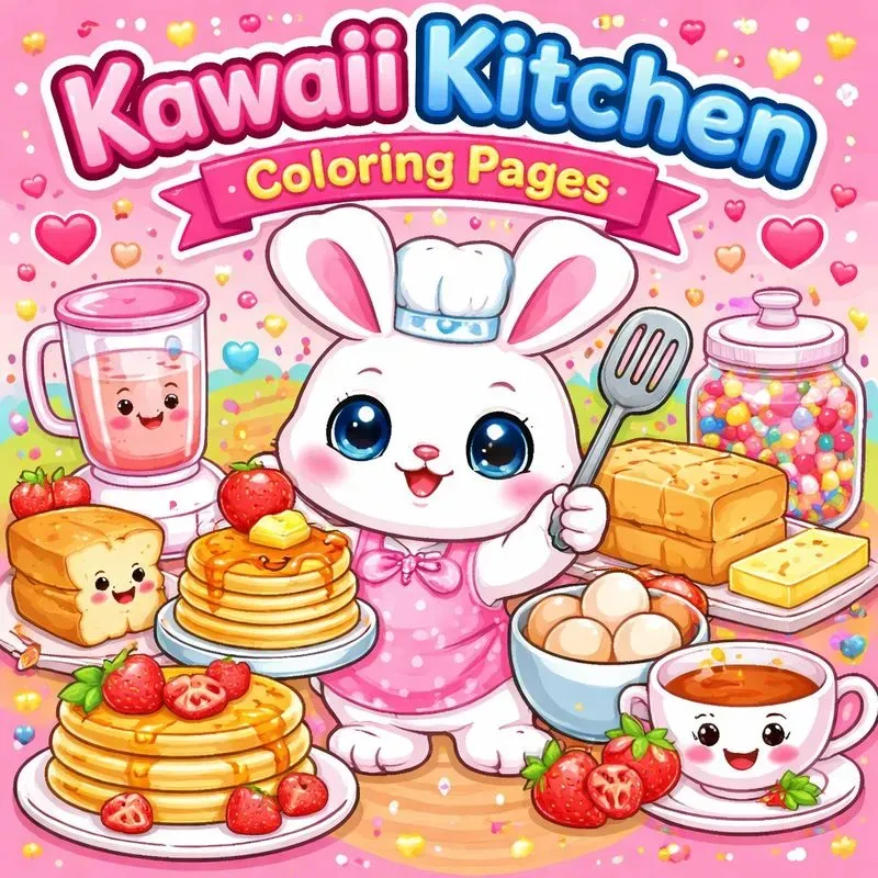 Kawaii Kitchen Coloring Book Covers