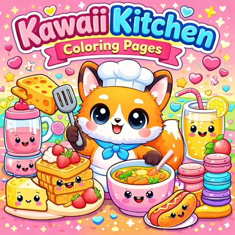 Kawaii Kitchen Coloring Book Covers