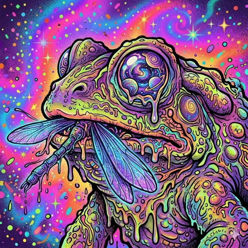 Psychedelic Toad Neon Cartoon Portraits
