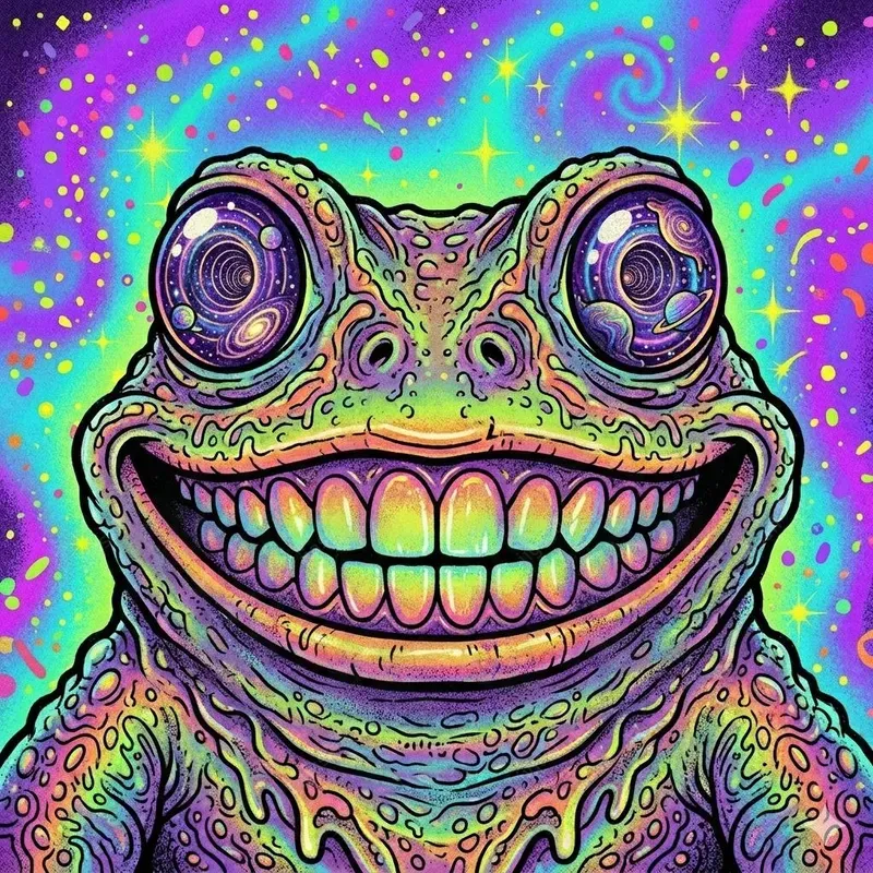 Psychedelic Toad Neon Cartoon Portraits