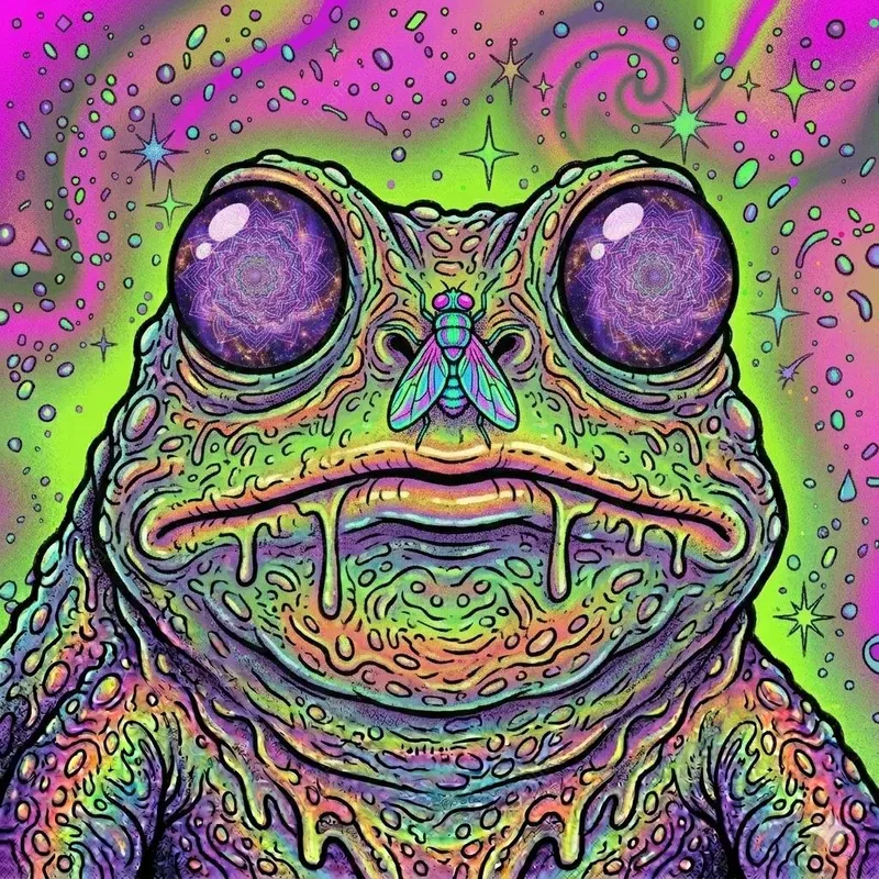 Psychedelic Toad Neon Cartoon Portraits