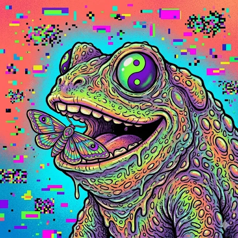 Psychedelic Toad Neon Cartoon Portraits
