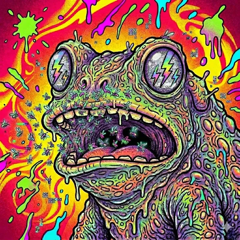 Psychedelic Toad Neon Cartoon Portraits