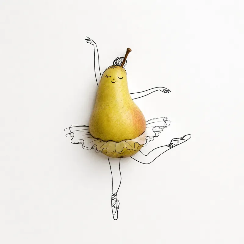Mixed Media Food Doodle Art