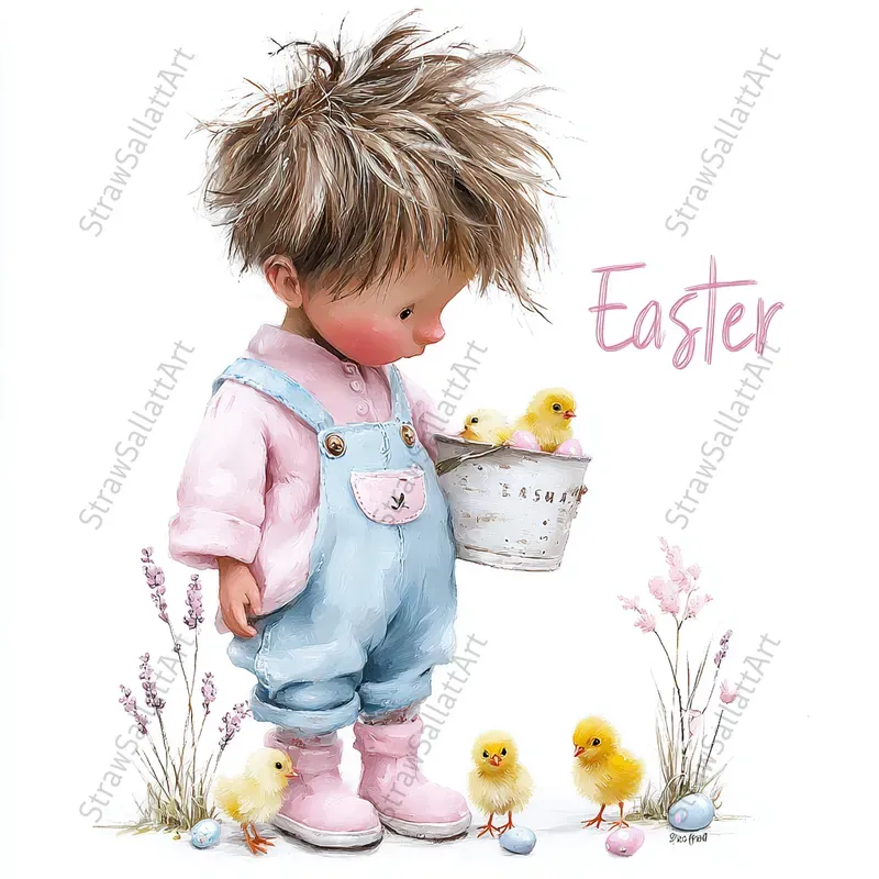 Viral Easter Animals Impasto Clipart Art