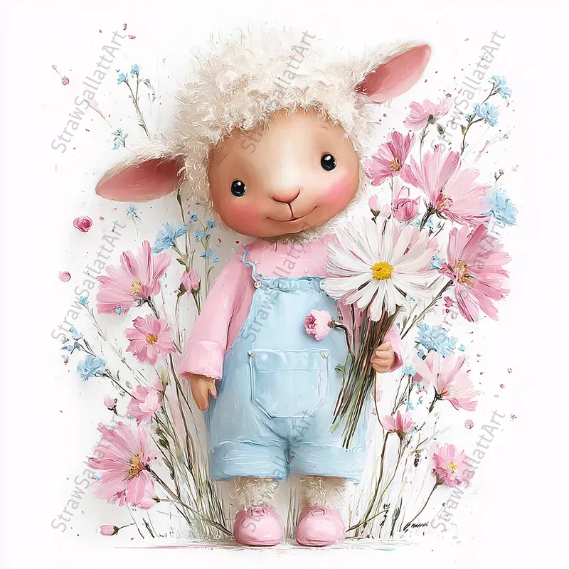 Viral Easter Animals Impasto Clipart Art