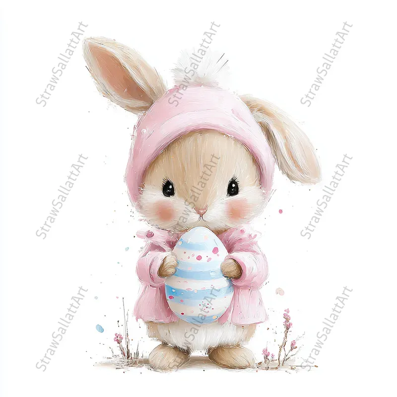 Viral Easter Animals Impasto Clipart Art