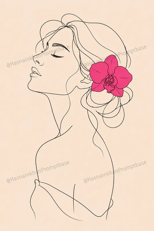Line Art Woman Face Drawing Illustrations