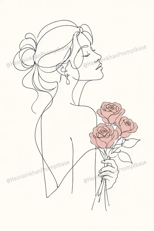 Line Art Woman Face Drawing Illustrations