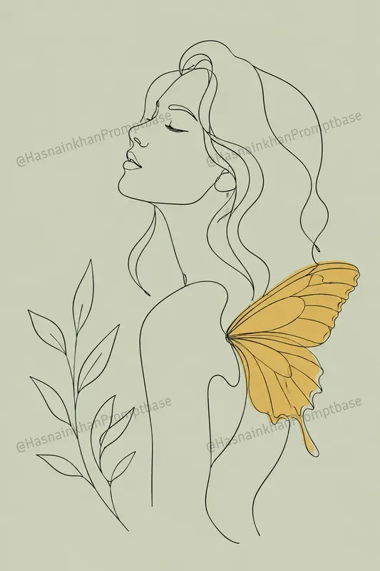 Line Art Woman Face Drawing Illustrations