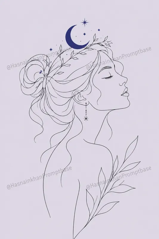 Line Art Woman Face Drawing Illustrations