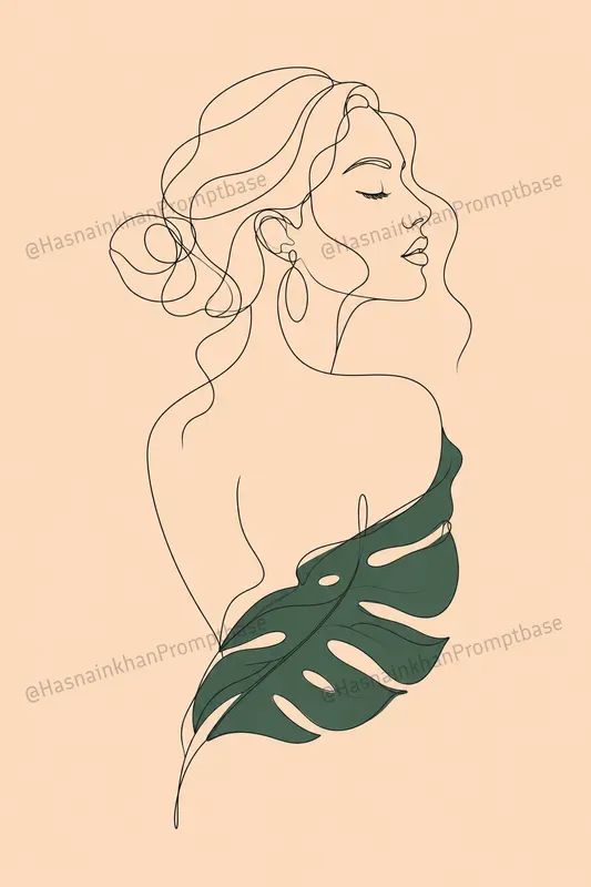 Line Art Woman Face Drawing Illustrations