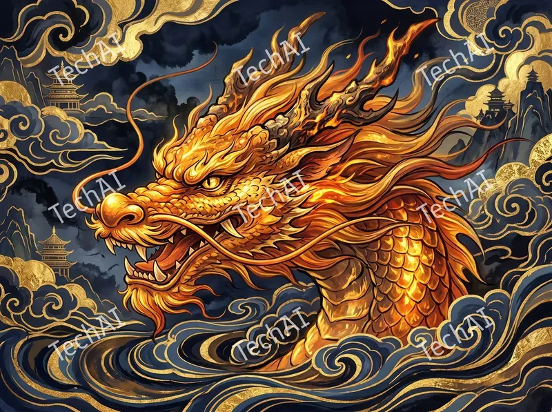 Golden Ink Wash Fantasy Style