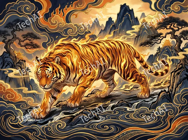 Golden Ink Wash Fantasy Style