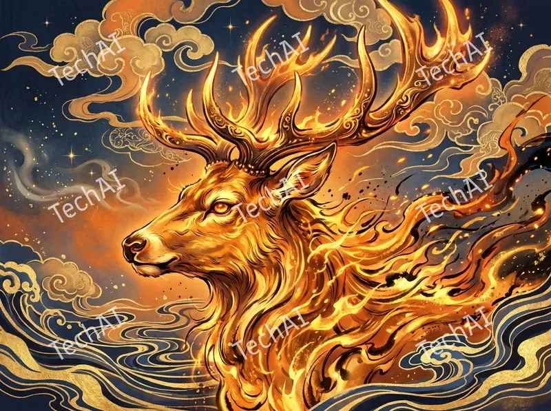 Golden Ink Wash Fantasy Style
