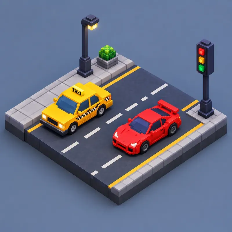 3D Voxel Road Crossing Traffic Games