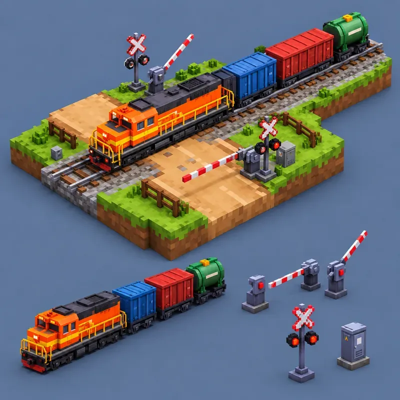3D Voxel Road Crossing Traffic Games