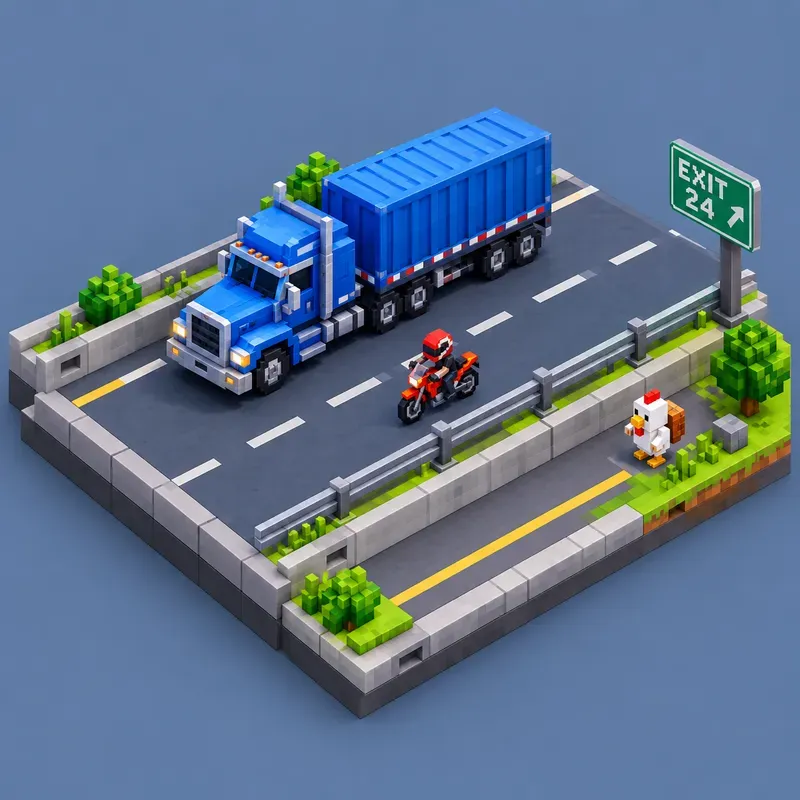 3D Voxel Road Crossing Traffic Games