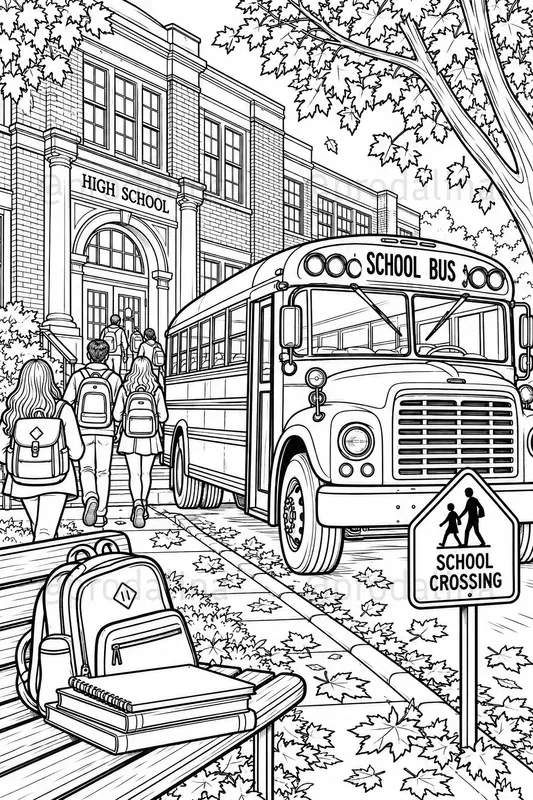 Retro High School Coloring Pages