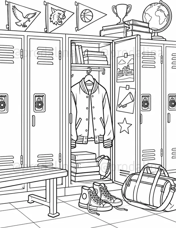Retro High School Coloring Pages