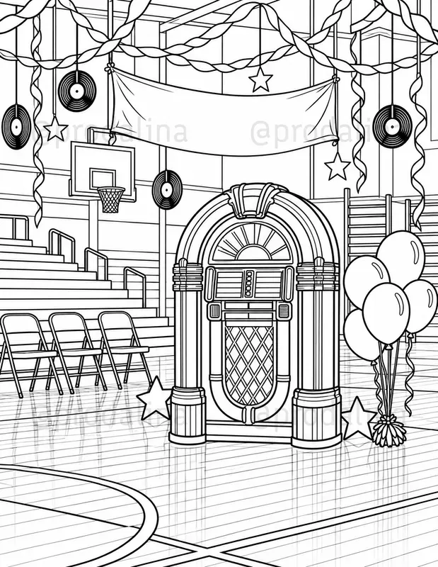 Retro High School Coloring Pages