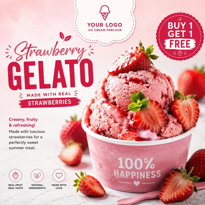 Ice Cream Social Media Poster Generator