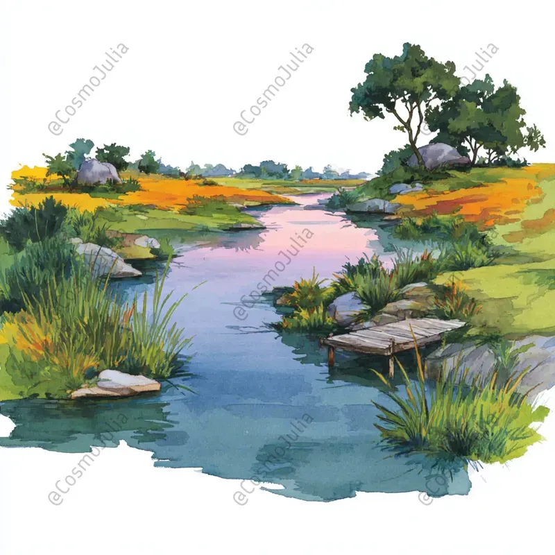Charming Countryside Watercolor Clipart
