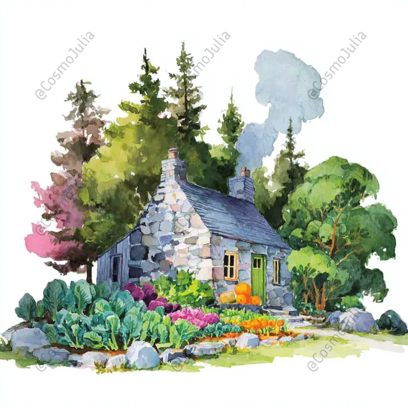 Charming Countryside Watercolor Clipart